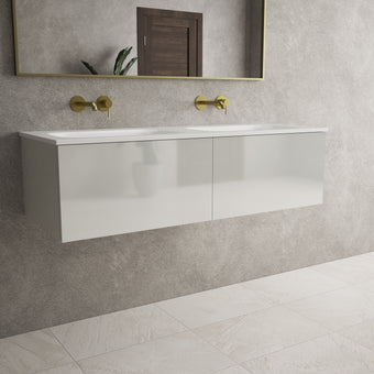 Raffinata Two Drawer Vanity Unit  With Beyondstone Double Basin - Gloss Dove 1200mm