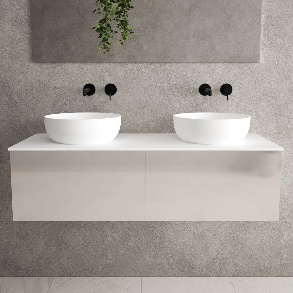 Raffinata Two Drawer Countertop Vanity Unit - Gloss Cashmere 1200mm