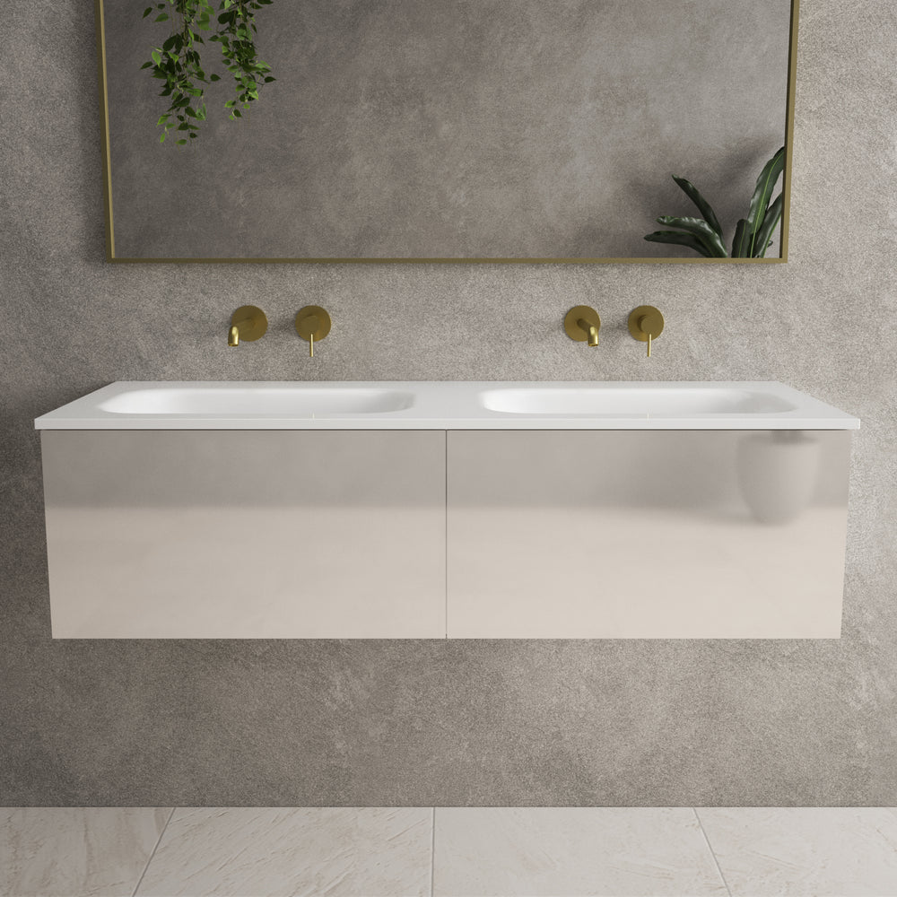 Raffinata Two Drawer Vanity Unit  With Beyondstone Double Basin - Gloss Cashmere 1200mm image