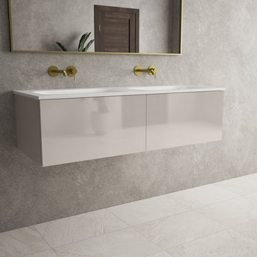 Raffinata Two Drawer Vanity Unit  With Beyondstone Double Basin - Gloss Cashmere 1200mm
