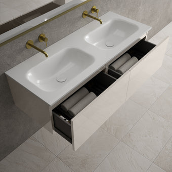 Raffinata Two Drawer Vanity Unit  With Beyondstone Double Basin - Gloss Cashmere 1200mm