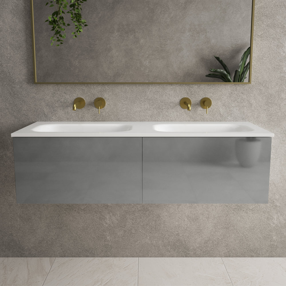 Raffinata Two Drawer Vanity Unit  With Beyondstone Double Basin - Gloss Dust 1200mm