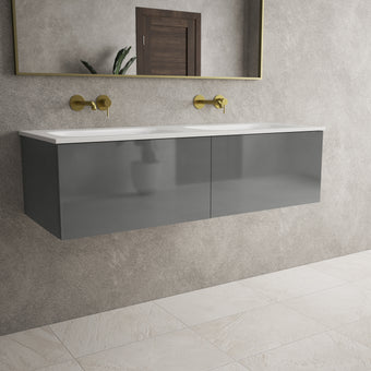Raffinata Two Drawer Vanity Unit  With Beyondstone Double Basin - Gloss Dust 1200mm