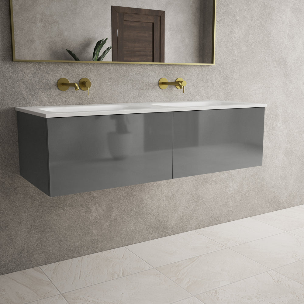 Raffinata Two Drawer Vanity Unit  With Beyondstone Double Basin - Gloss Dust 1200mm