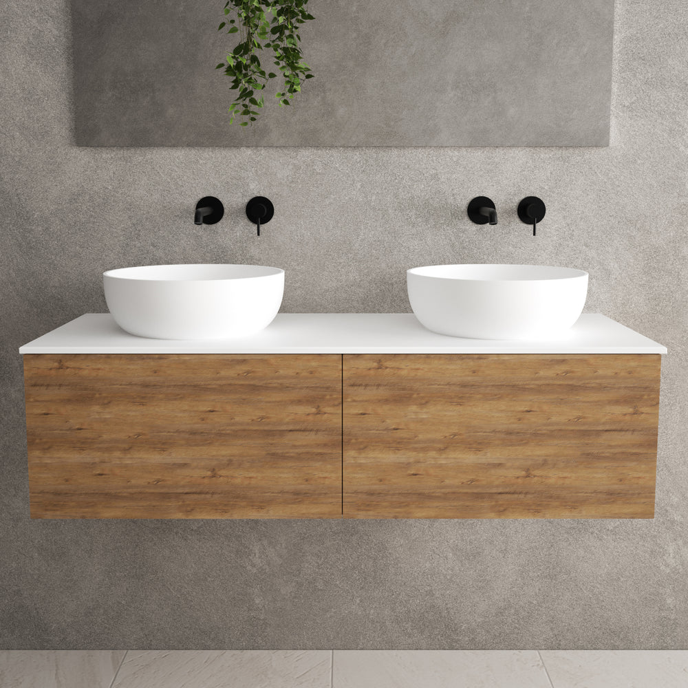 Raffinata Two Drawer Countertop Vanity Unit - Oak 1200mm image