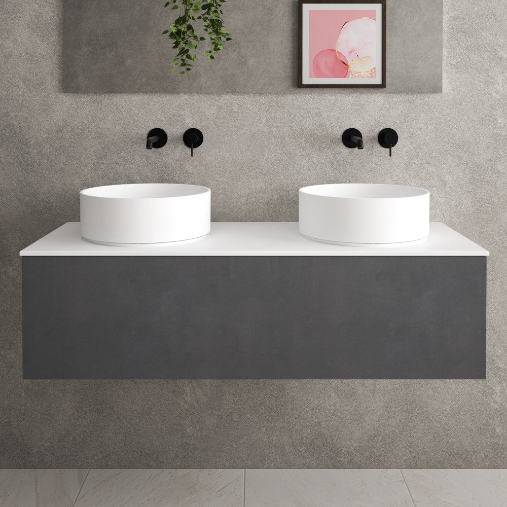Raffinata Single Drawer Countertop Vanity Unit - Dark Concrete 1200mm image
