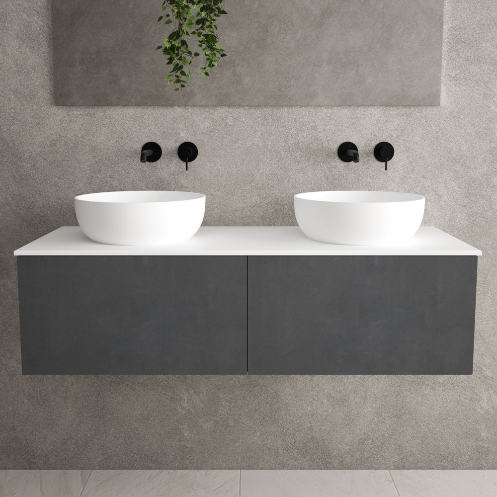 Raffinata Two Drawer Countertop Vanity Unit - Dark Concrete 1200mm