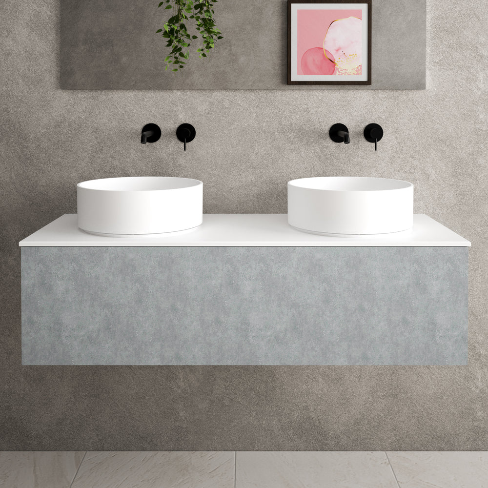 Raffinata Single Drawer Countertop Vanity Unit - Light Concrete 1200mm
