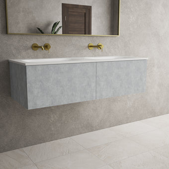 Raffinata Two Drawer Vanity Unit  With Beyondstone Double Basin - Light Concrete 1200mm