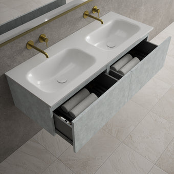 Raffinata Two Drawer Vanity Unit  With Beyondstone Double Basin - Light Concrete 1200mm