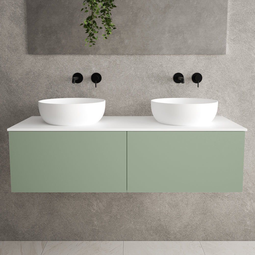 Raffinata Two Drawer Countertop Vanity Unit - Matt Light Green 1200mm image