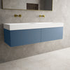 Raffinata Two Drawer Vanity Unit With Beyondstone BLOC Double Basin - Matt Navy 1400mm image
