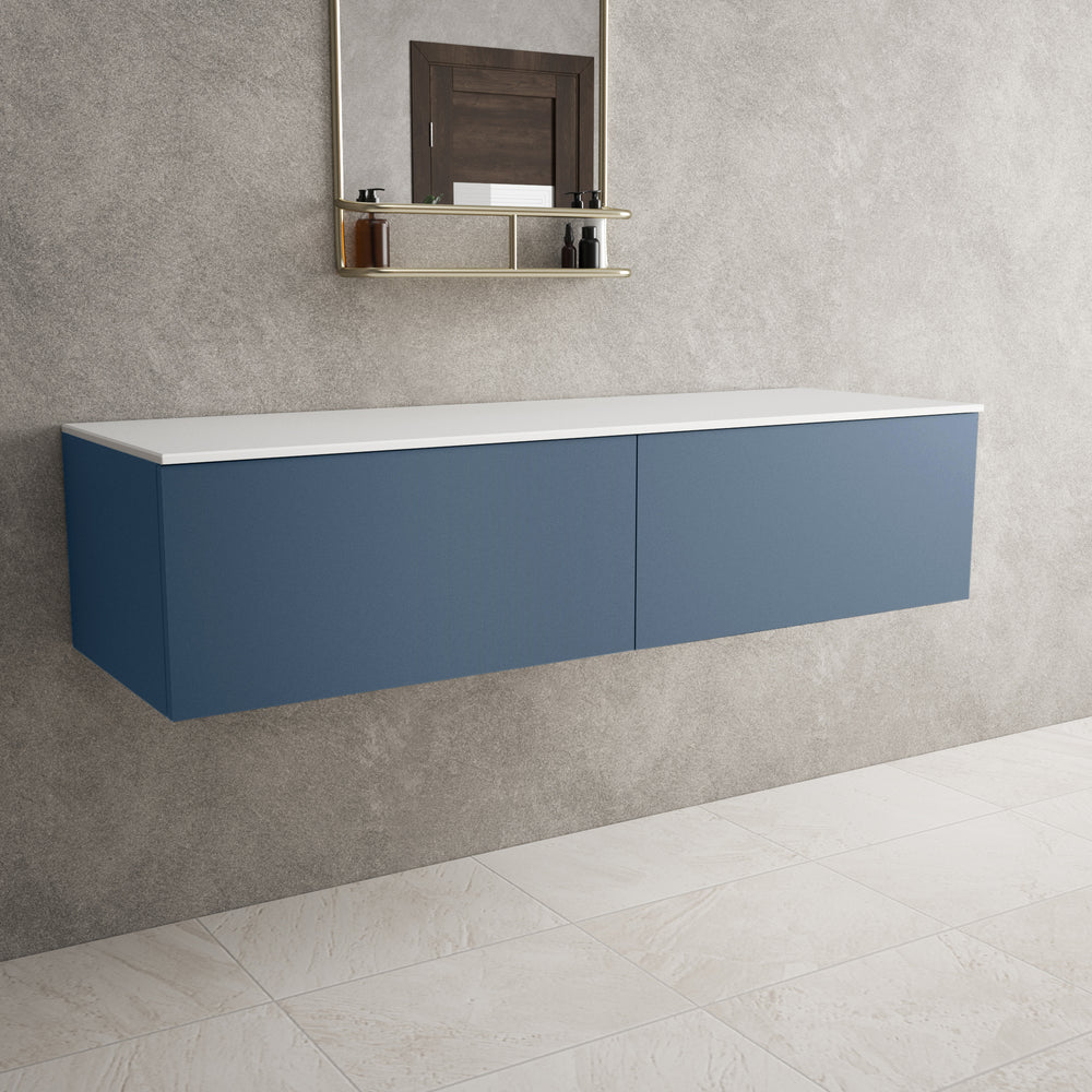 Raffinata Double Drawer Countertop Vanity Unit - Matt Navy 1400mm