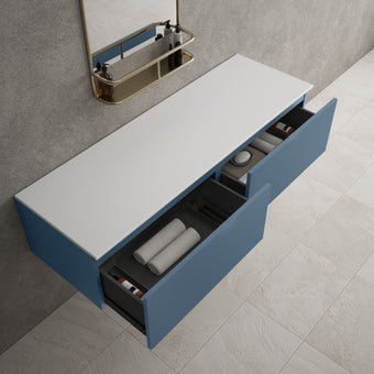 Raffinata Double Drawer Countertop Vanity Unit - Matt Navy 1400mm