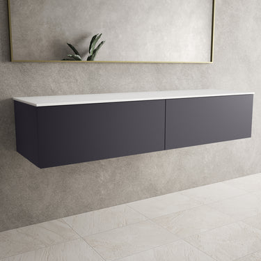 Raffinata Two Drawer Countertop Vanity Unit - Matt Graphite 1600mm