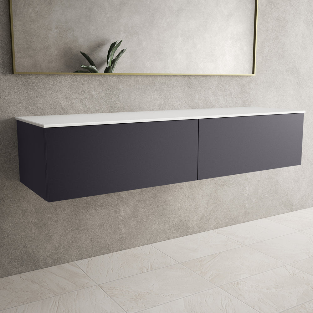 Raffinata Two Drawer Countertop Vanity Unit - Matt Graphite 1600mm