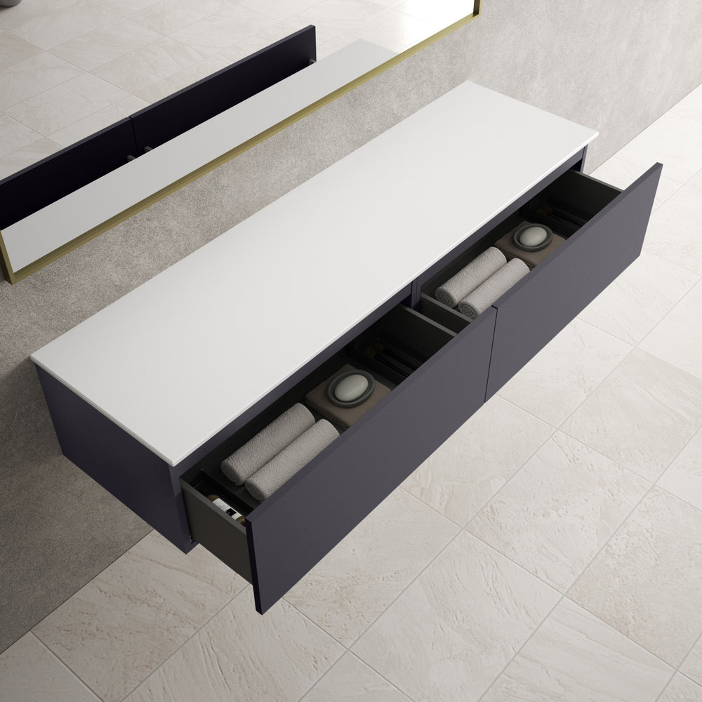 Raffinata Two Drawer Countertop Vanity Unit - Matt Graphite 1600mm