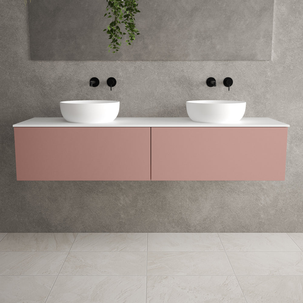 Raffinata Two Drawer Countertop Vanity Unit - Matt Pink 1600mm