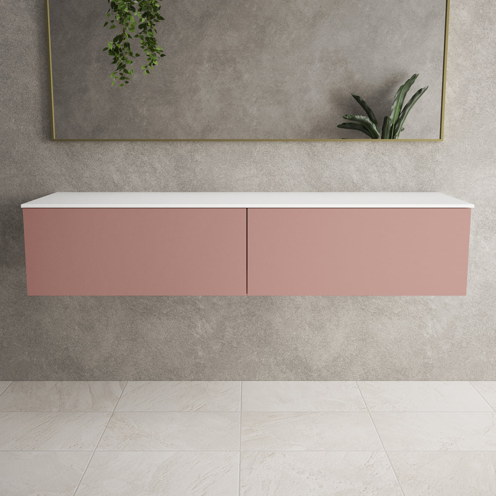 Raffinata Two Drawer Countertop Vanity Unit - Matt Pink 1600mm