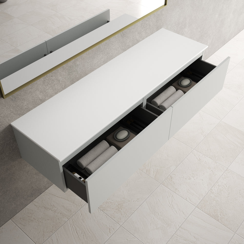 Raffinata Two Drawer Countertop Vanity Unit - Matt Dove 1600mm