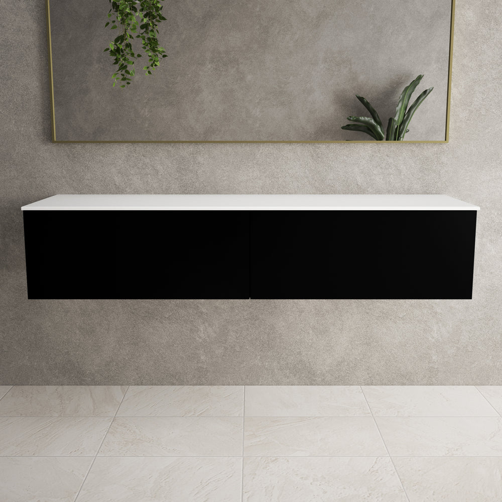 Raffinata Two Drawer Countertop Vanity Unit - Matt Black 1600mm