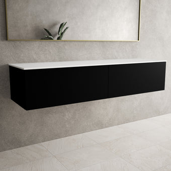 Raffinata Two Drawer Countertop Vanity Unit - Matt Black 1600mm