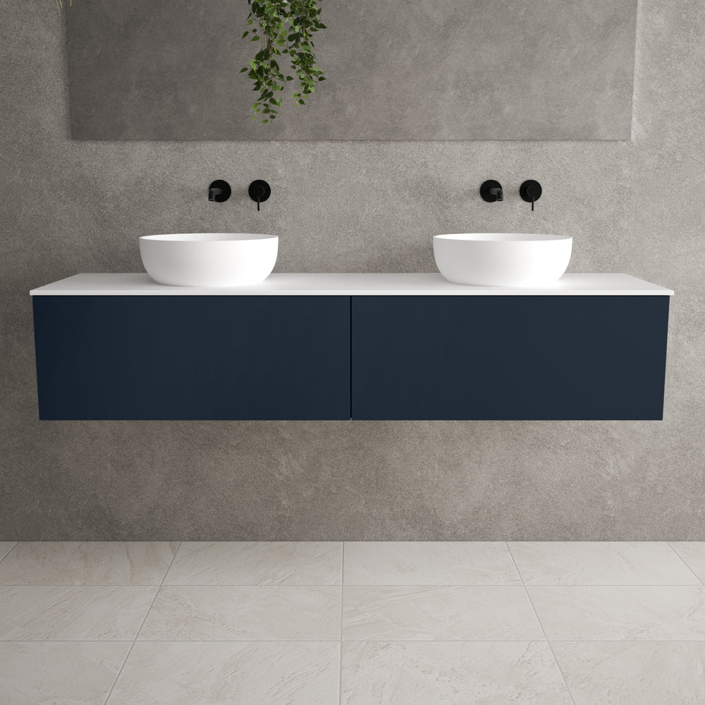Raffinata Two Drawer Countertop Vanity Unit - Matt Indigo 1600mm