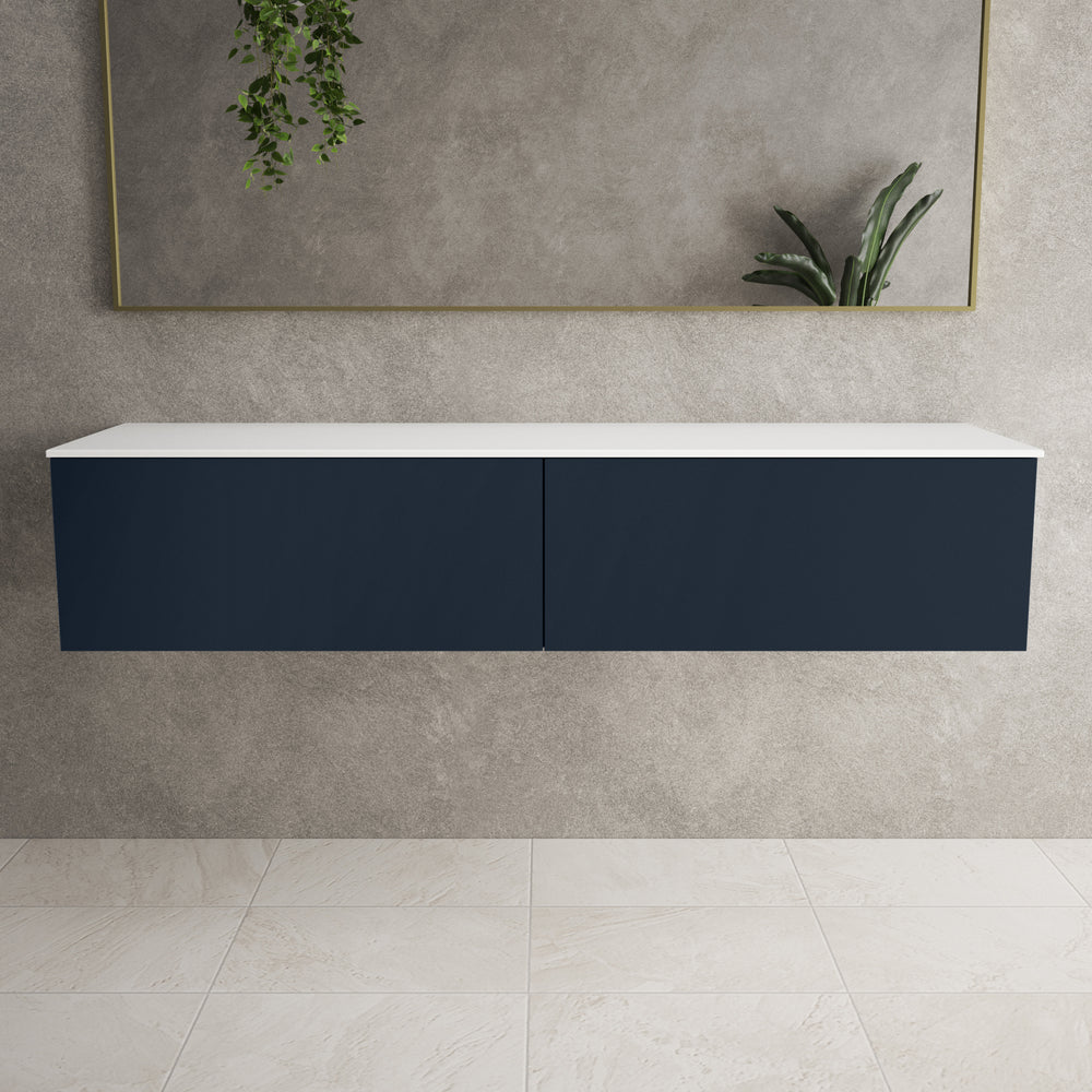 Raffinata Two Drawer Countertop Vanity Unit - Matt Indigo 1600mm