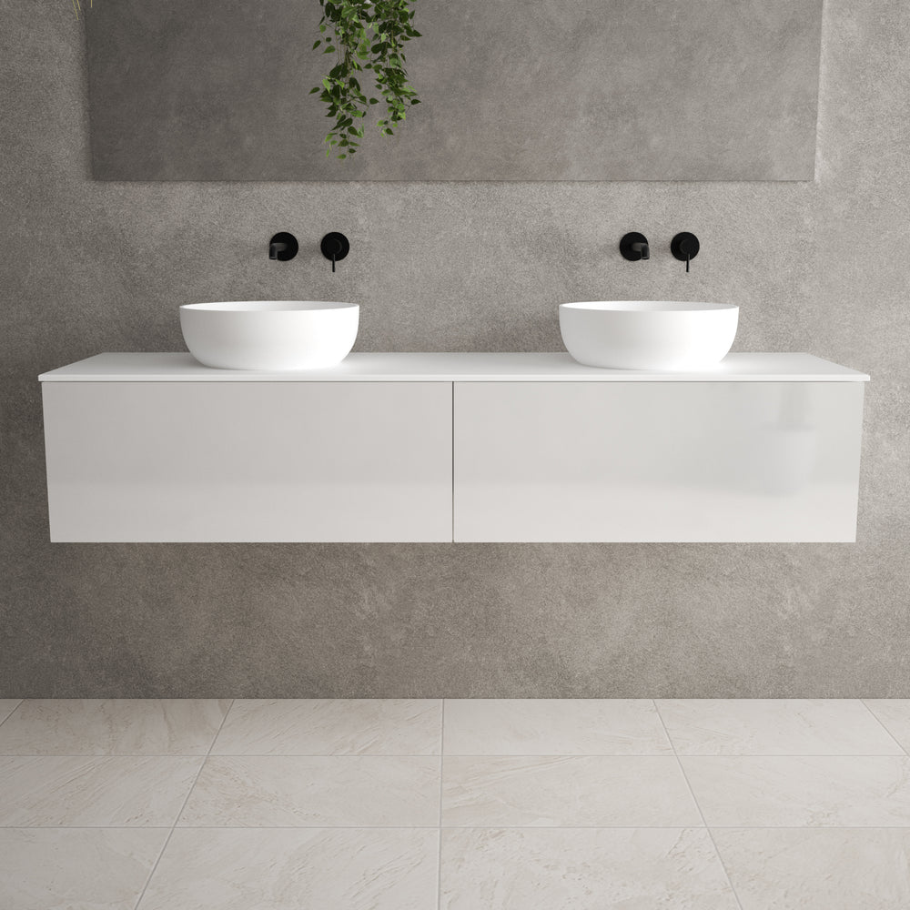 Raffinata Two Drawer Countertop Vanity Unit - Gloss White 1600mm