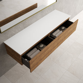Raffinata Two Drawer Countertop Vanity Unit - Oak 1600mm