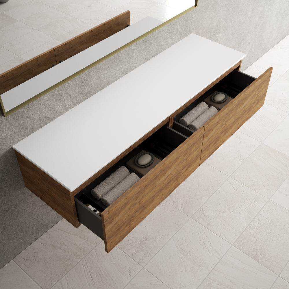 Raffinata Two Drawer Countertop Vanity Unit - Oak 1600mm