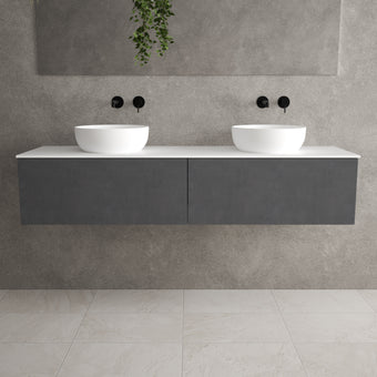 Raffinata Two Drawer Countertop Vanity Unit - Dark Concrete 1600mm