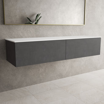 Raffinata Two Drawer Countertop Vanity Unit - Dark Concrete 1600mm
