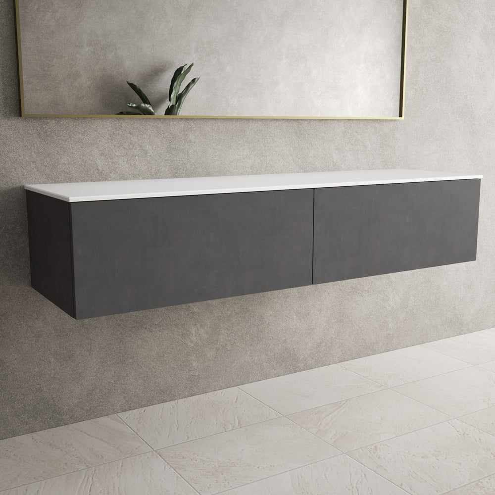 Raffinata Two Drawer Countertop Vanity Unit - Dark Concrete 1600mm