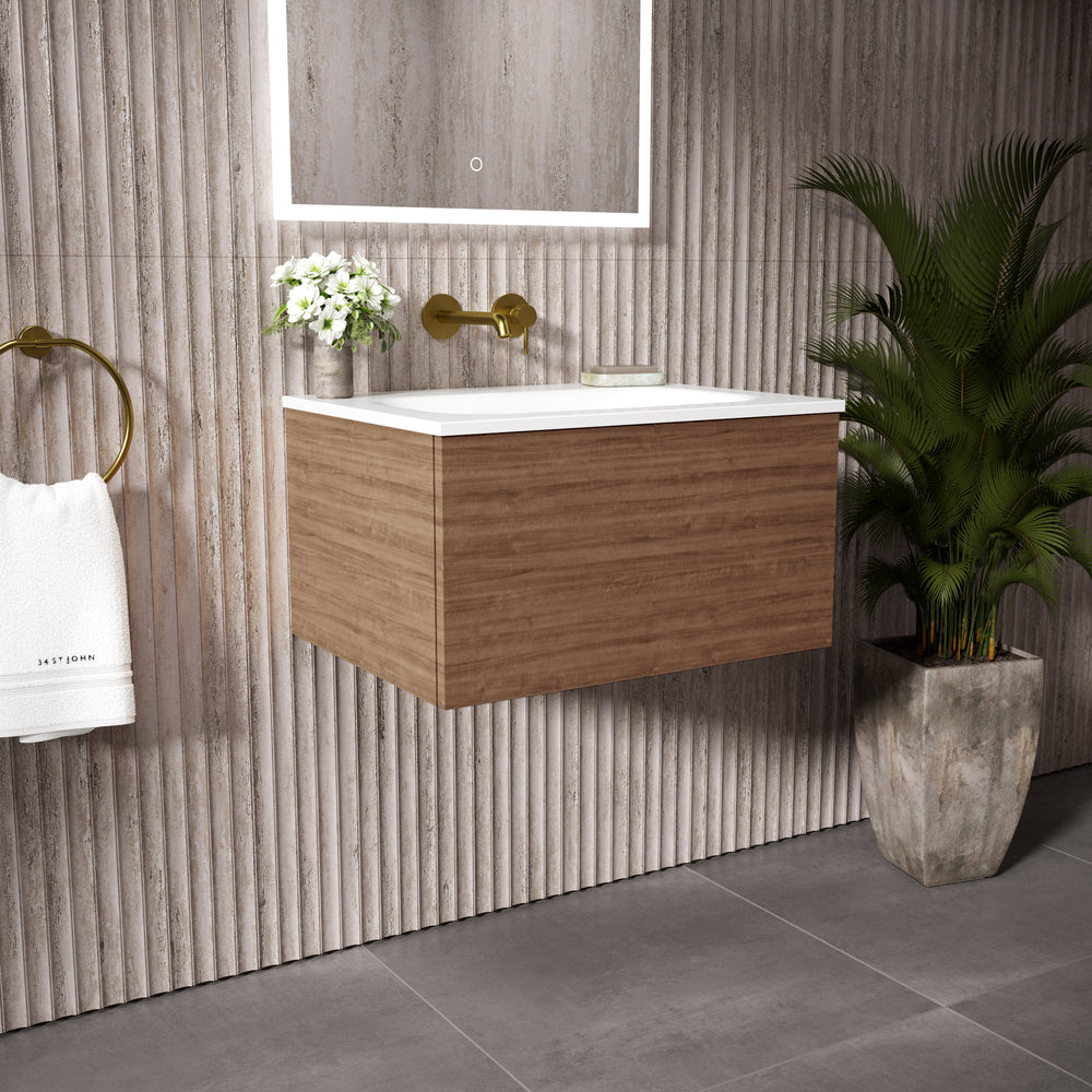 Raffinata One Drawer Vanity Unit  With Beyondstone Basin - Walnut 600mm