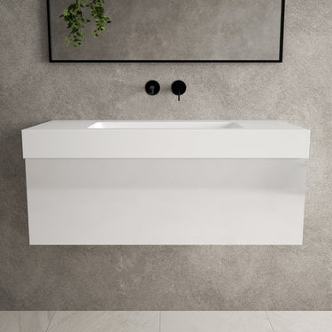 Raffinata One Drawer Vanity Unit With Beyondstone BLOC Basin - Gloss White 1000mm