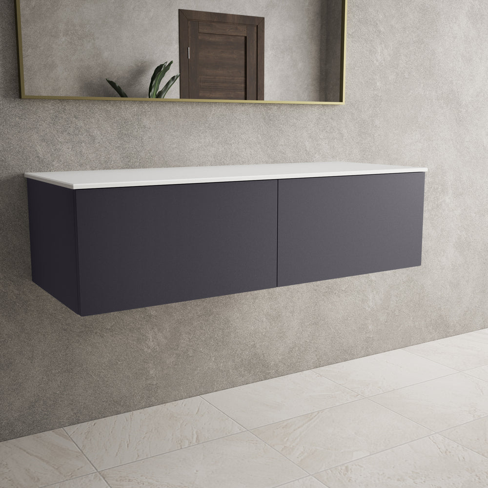 Raffinata Two Drawer Countertop Vanity Unit - Matt Graphite 1200mm