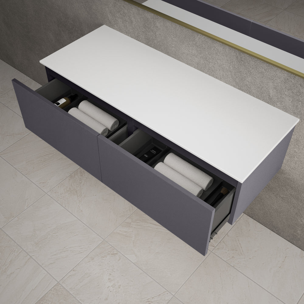 Raffinata Two Drawer Countertop Vanity Unit - Matt Graphite 1200mm