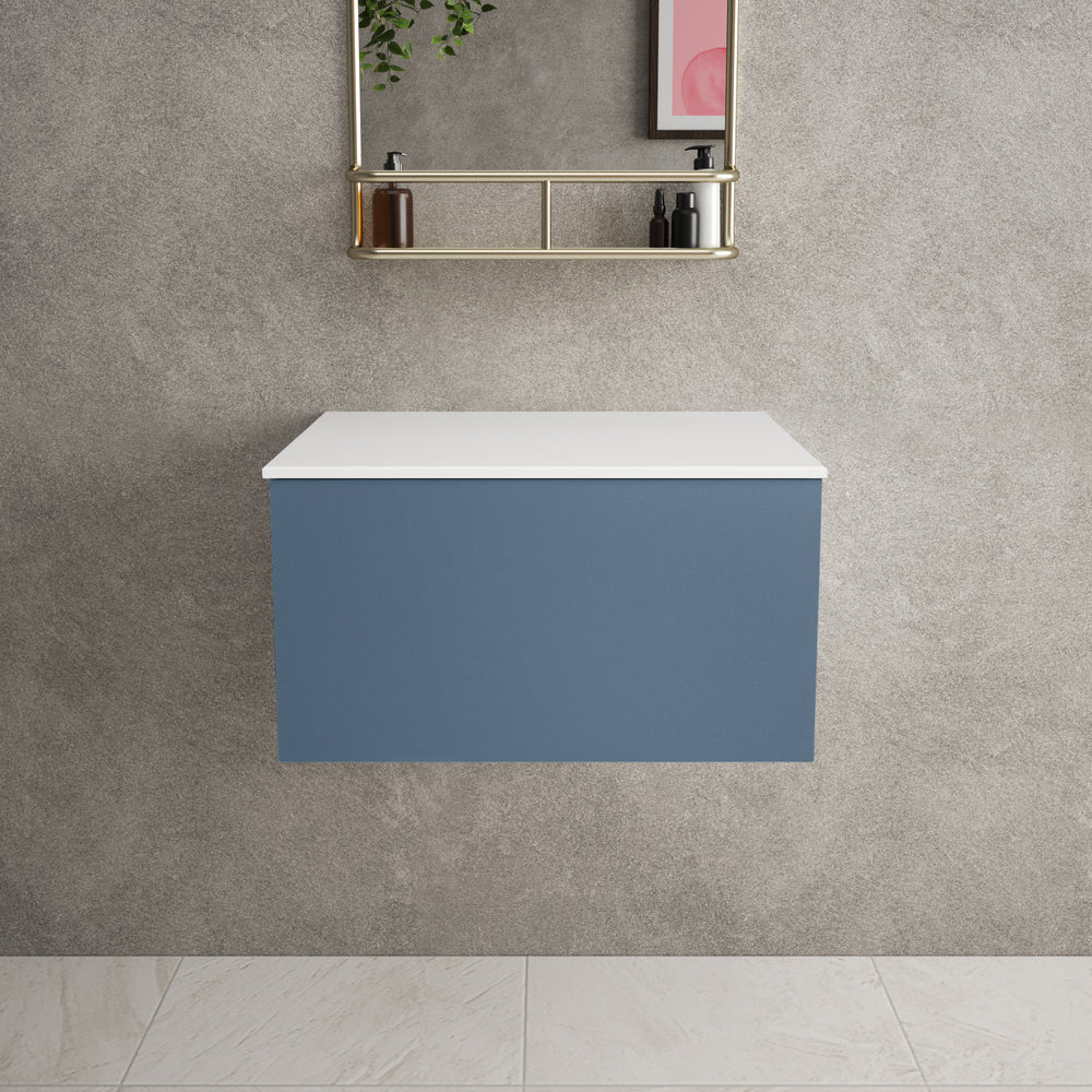 Raffinata Single Drawer Countertop Vanity Unit - Matt Navy 600mm