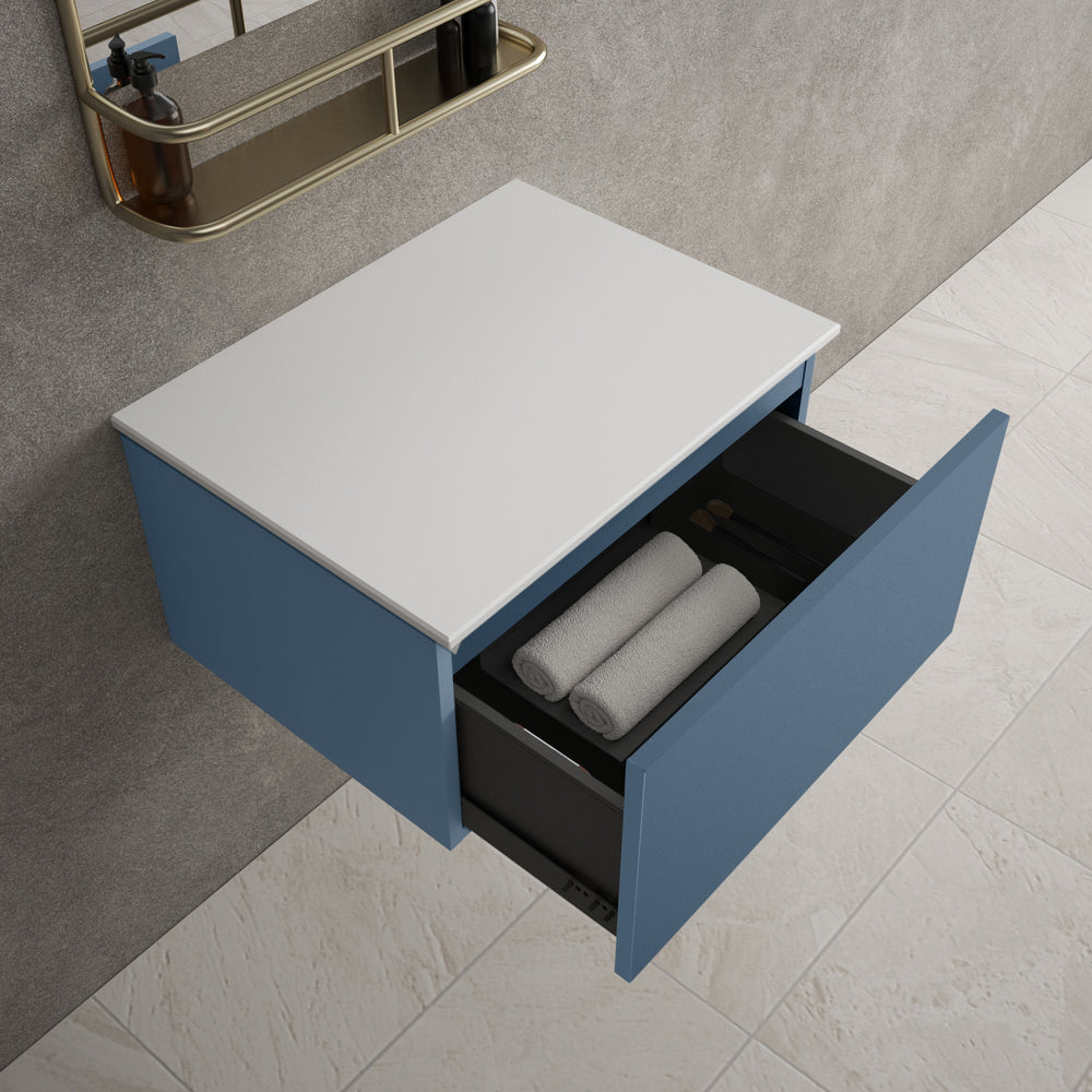 Raffinata Single Drawer Countertop Vanity Unit - Matt Navy 600mm