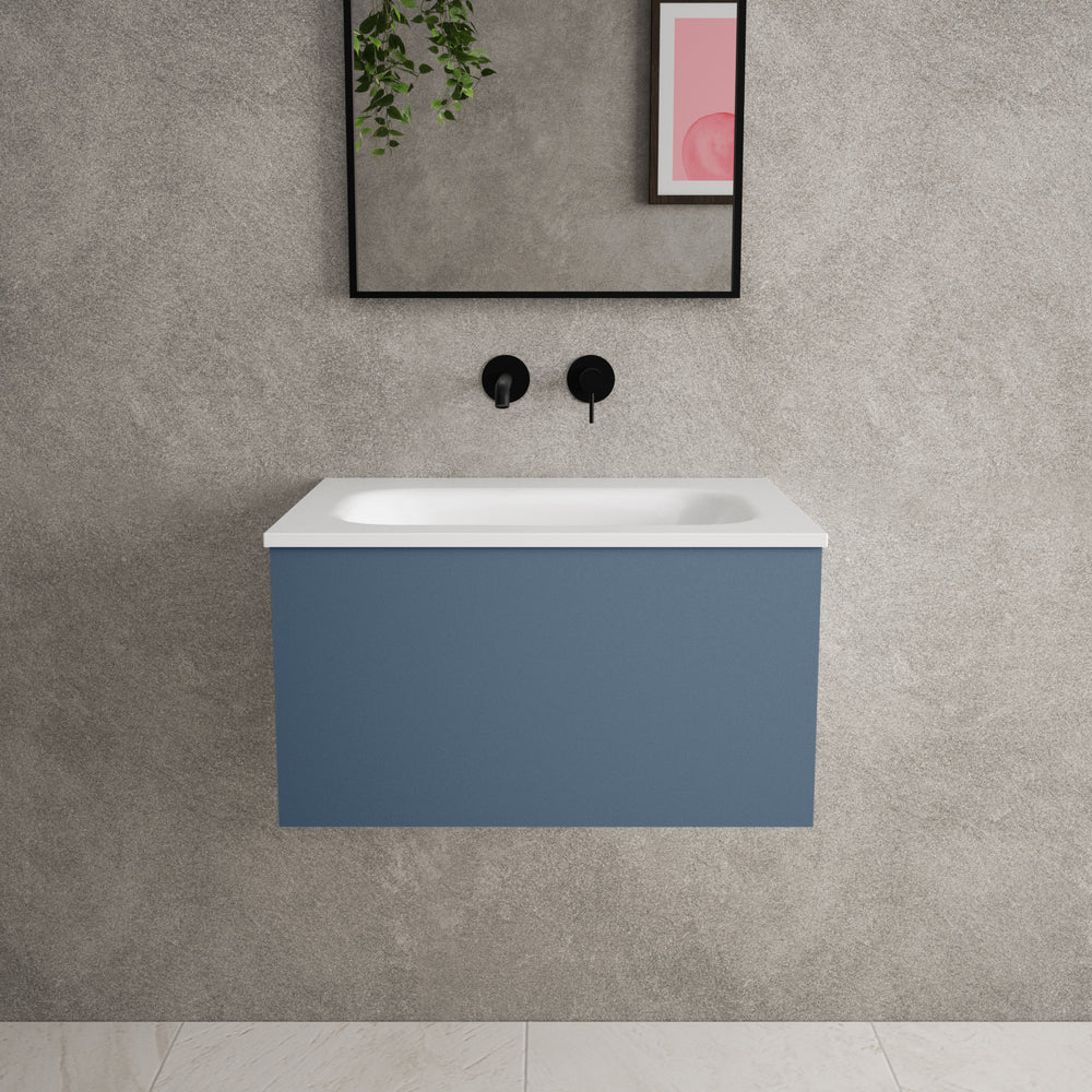 Raffinata One Drawer Vanity Unit  With Beyondstone Basin - Matt Navy 600mm image