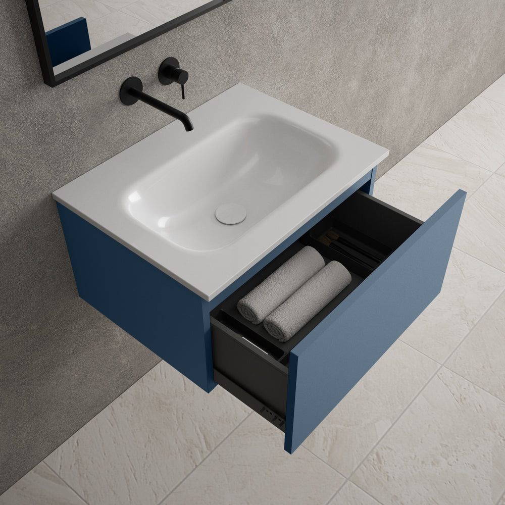 Raffinata One Drawer Vanity Unit  With Beyondstone Basin - Matt Navy 600mm