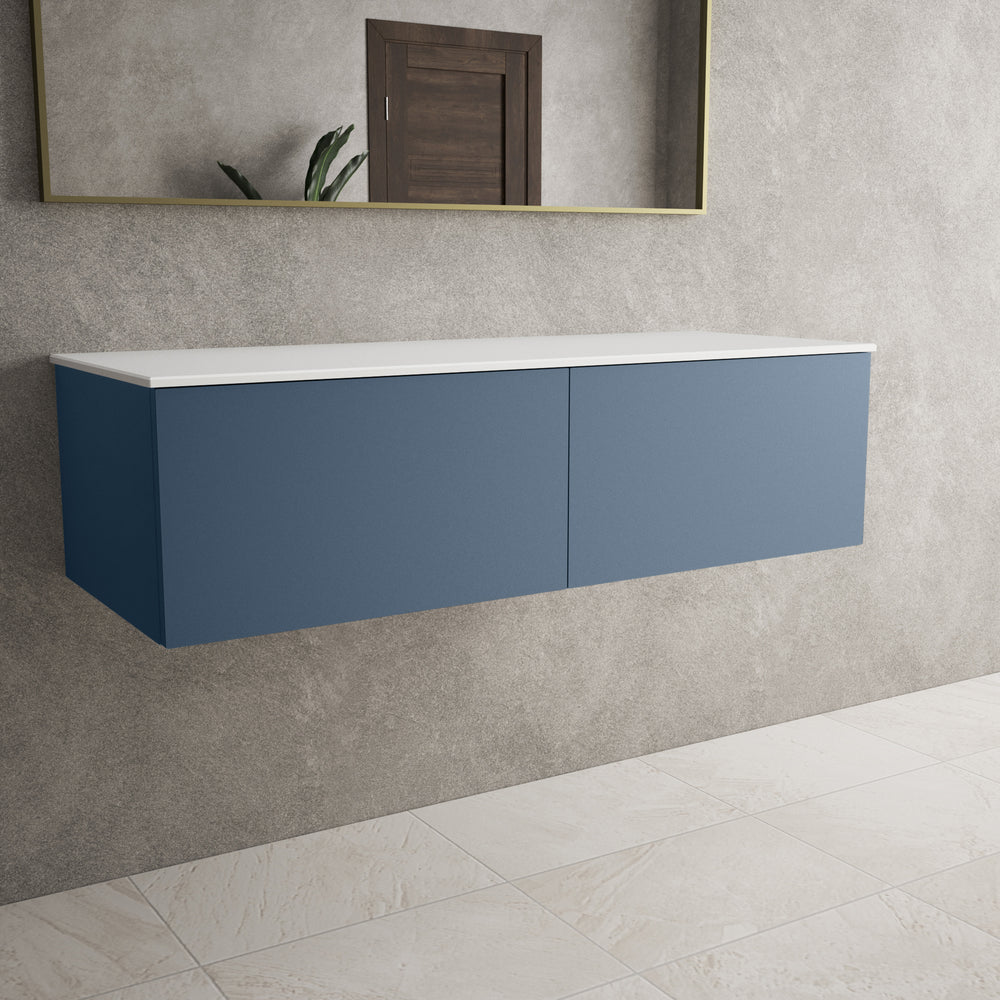 Raffinata Two Drawer Countertop Vanity Unit - Matt Navy 1200mm