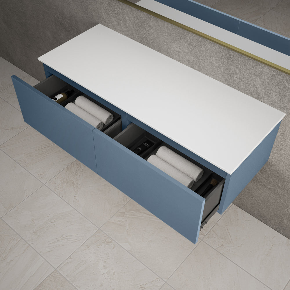 Raffinata Two Drawer Countertop Vanity Unit - Matt Navy 1200mm
