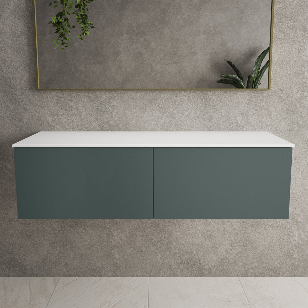 Raffinata Two Drawer Countertop Vanity Unit - Matt Dark Green 1200mm