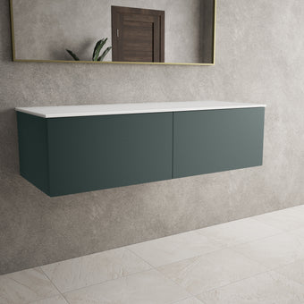 Raffinata Two Drawer Countertop Vanity Unit - Matt Dark Green 1200mm