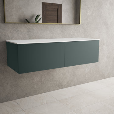 Raffinata Two Drawer Countertop Vanity Unit - Matt Dark Green 1200mm