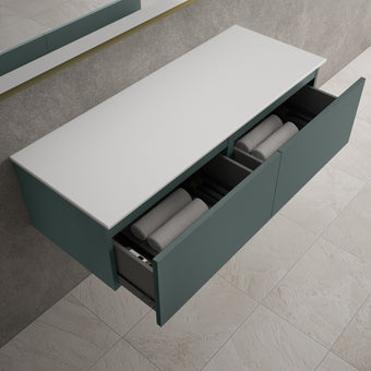 Raffinata Two Drawer Countertop Vanity Unit - Matt Dark Green 1200mm