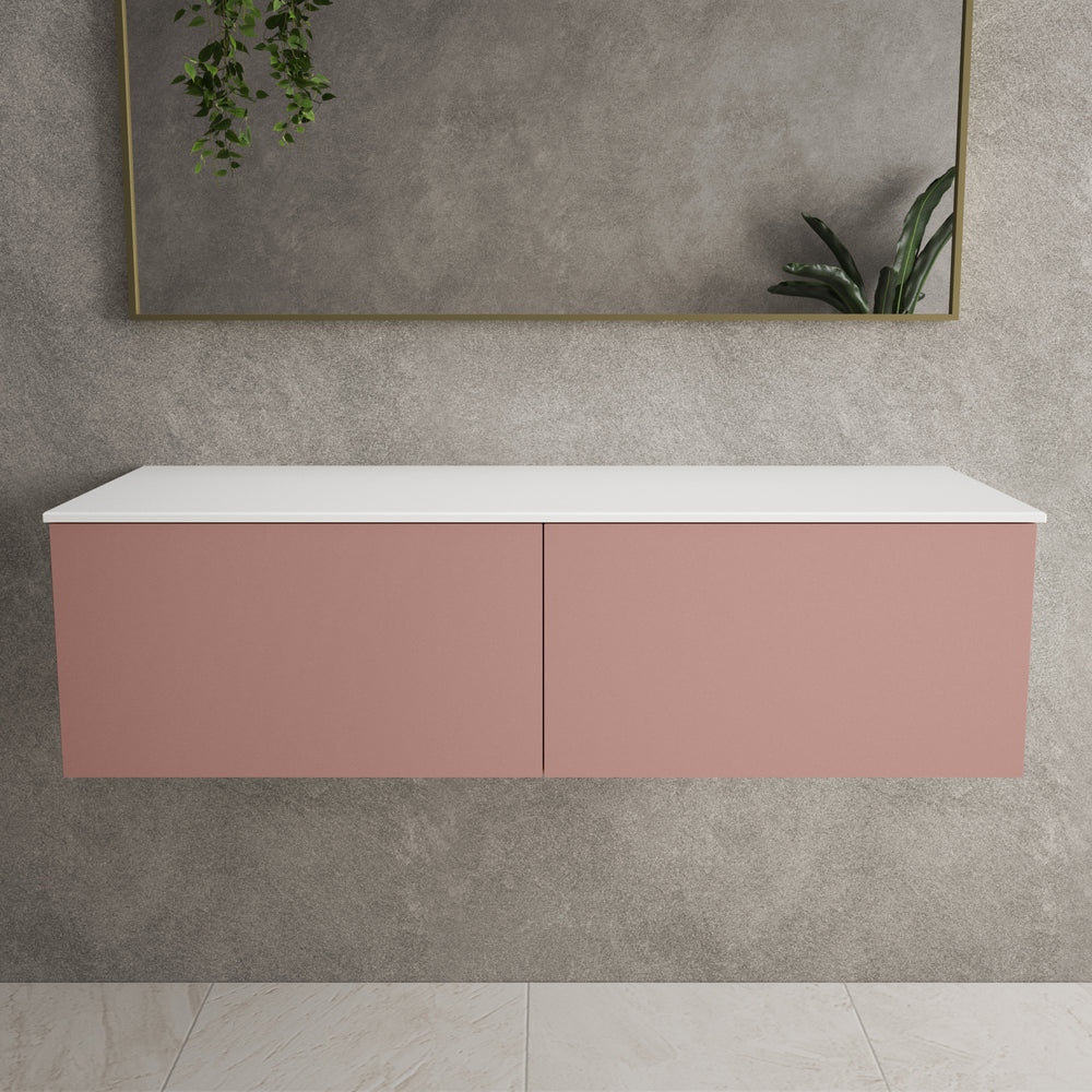 Raffinata Two Drawer Countertop Vanity Unit - Matt Pink 1200mm