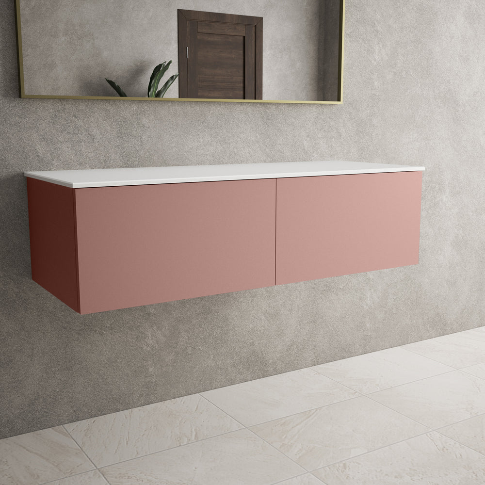 Raffinata Two Drawer Countertop Vanity Unit - Matt Pink 1200mm